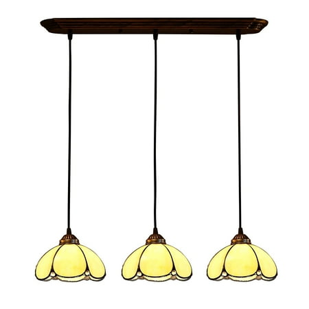 Geometric Stained Glass Chandelier - Bieye L10203 24-inches Bended Tiffany Style Stained Glass Ceiling Pendant Fixture with 3-Light Chandelier