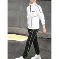 thumbnail image 2 of Kaerm Boys Workout Running Athletic Tracksuit Zipper Pullover Sweatshirt with Sweatpants 2 Pcs Set White 120, 2 of 6