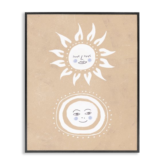Stupell Industries Eclectic Rising Sun and Moon Children's Boho Chic Sky Black Framed Giclee Art, 11 x 14, by Tina Devins