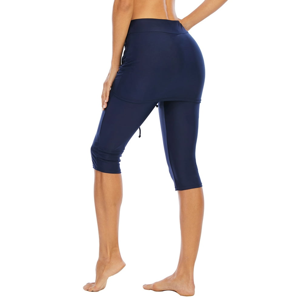 Dodoing - Women's Running Swimming Pants Skirted Swim Shorts Cropped Capri Surf Leggings Wetsuit