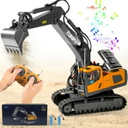 FUUY RC Excavator Toys for Boys 11-Channel Remote Control Excavator RC Construction Vehicles Toys for Adults & Kids Boy Outdoor Birthday Gifts 680°Rotating Building RC Loader