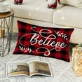 thumbnail image 3 of Christmas Believe Lumbar Throw Pillow Covers 12x20 Inch Xmas Red Black Buffalo Plaid Check Blessed Home Decor Pillow Cases Cotton Linen Winter Holiday Cushion Cover for Sofa Couch, 3 of 6