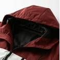 thumbnail image 3 of LMOIPLI Men's Color Block Hooded Jacket Outdoor Windproof Zipper Closure Long Sleeved Lightweight Comfortable Fall Winter Trendy Loose Coat with Pocket Red L, 3 of 8