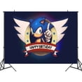 thumbnail image 3 of Fondo fotográfico personalizado con nombre y años de Sonic the Hedgehog, decoración para fiesta de cumpleaños, vinilo, tela de poliéster, pancarta de tela, 3 of 5