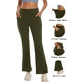 thumbnail image 5 of Hanerdun Womens Bootcut Yoga Pants with Pockets Flare Workout Legging High Waist Lightweight Bottoms Activewear Green 3XL, 5 of 8