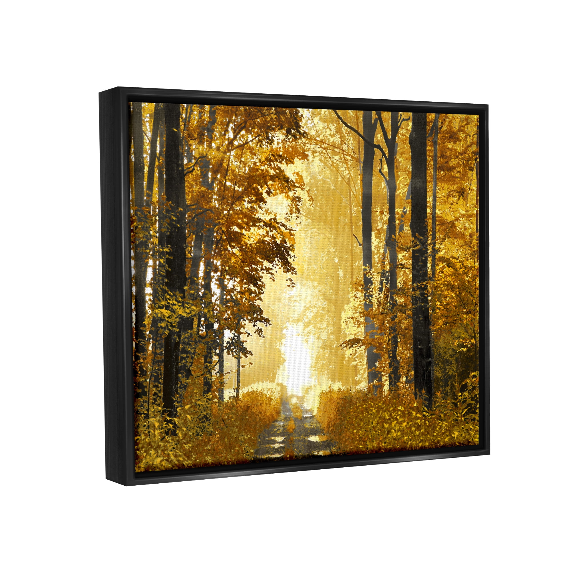 Stupell Industries Autumn Path Landscape Nature Painting Black Floater Framed Art Print Wall Art, 31 x 25