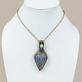 thumbnail image 5 of Natural Owyhee Opal, Moonstone Gemstone Copper Wire Wrap Pendant 2.96", 5 of 5