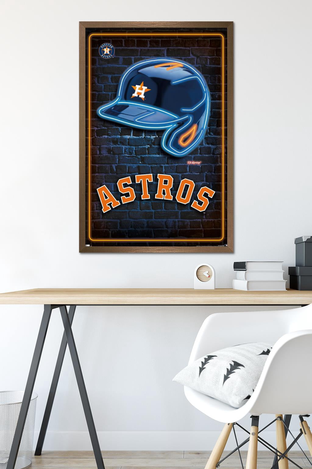 MLB Houston Astros - Neon Helmet 23 Wall Poster, 22.375" x 34" Framed