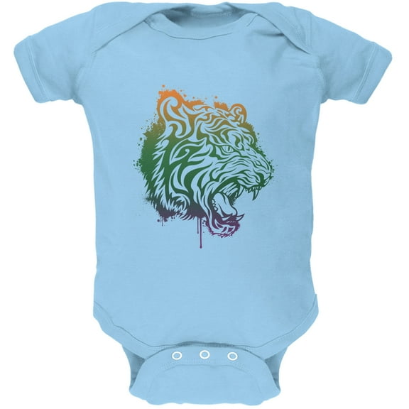 Splatter Tiger Light Blue Soft Baby One Piece - 24 month