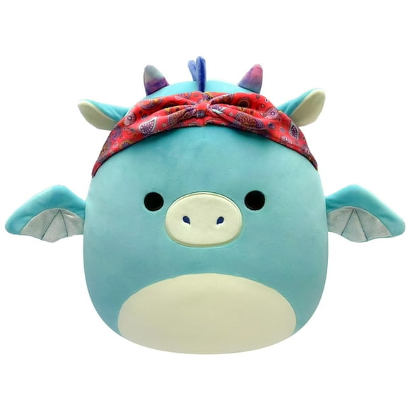 Squishmallows Original 14-Inch Large Ultrasoft Tatiana Teal Dragon with Red Bandana - Official Jazwares Plush