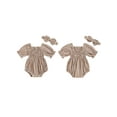 thumbnail image 2 of BemeyourBBs Newborn Girl Outfit, Short Sleeve Plaid Bodysuit with Bowknot Headband, 2 of 5