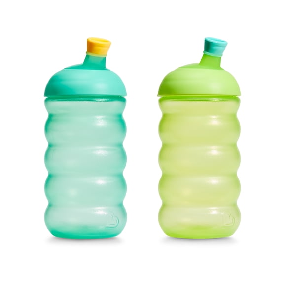 Munchkin Click Lock Toddler Sippy Cups, Spill Proof Sippy Cup for 9 Months Old and Up with Soft, Bite Proof Spout, 10 Ounce, Blue/Green, 2 Pack, Unisex