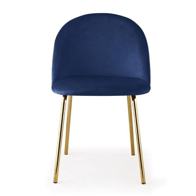 Meelano 60CNVY M60 Modern Velvet Chair Chrome & Navy, Set of 2