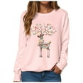 thumbnail image 6 of Kaprioy Sweatshirts for Women Christmas Colorful Elk Graphic Long Sleeve Shirt Holiday Vacation Pullover Tops Fall Fashion Clothing Pink, M, 6 of 6