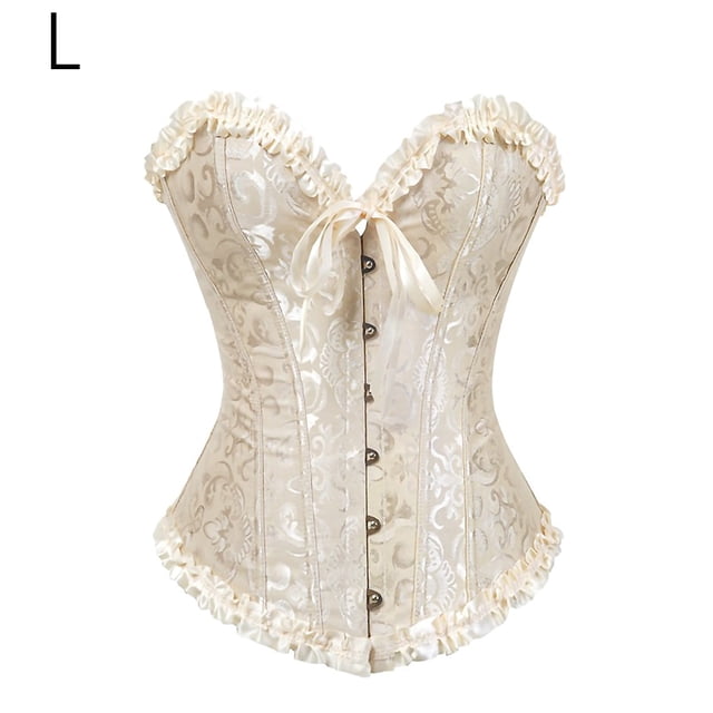 Qarigey Corsé de mujer Overbust Bustier Strapless Shapewear Ropa interior Ropa interior albaricoque L