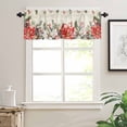 thumbnail image 7 of Christmas Floral Kitchen Curtains and Valances Set, Red White Flowers Green Leaf Vintage Letter Rod Pocket Window Valance Window Curtain Panels for Living Room Bedroom Laundry, 27.5x24in, 3 Pieces, 7 of 7