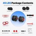 thumbnail image 6 of MERACH Adjustable Soft Dumbbell Set, Kettlebells and Barbell Weight Set for Home Gym, 45lbs, 6 of 13