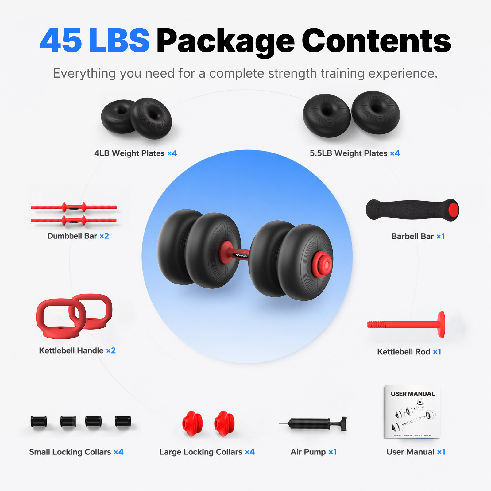 Merach 45 lb Adjustable Dumbbell and Kettlebell Set photo 6