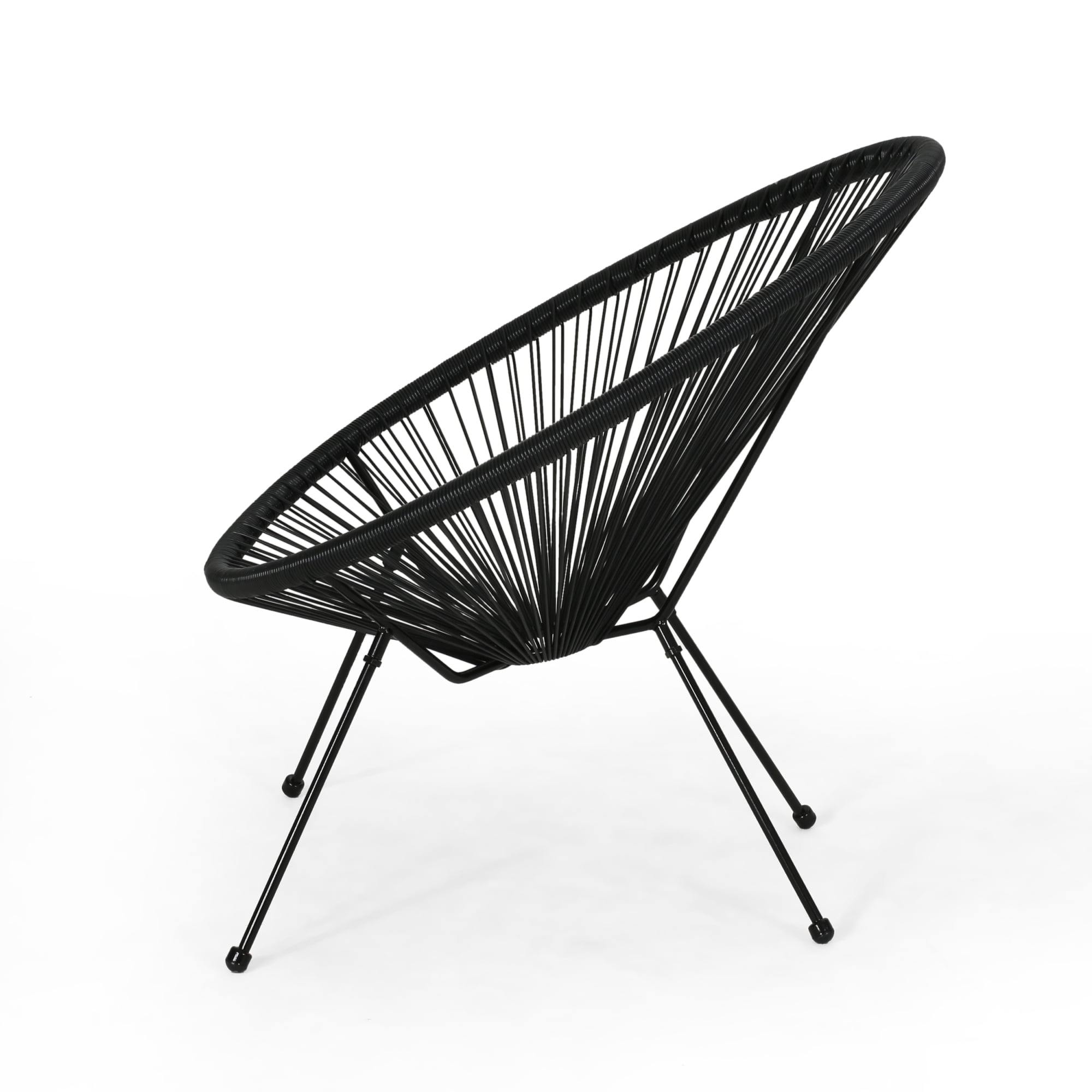 Leumius Set of 2 Modern Accent Chair with PE Rattan, Outdoor Accent Chair for Pool Beach Patio Lawn Black
