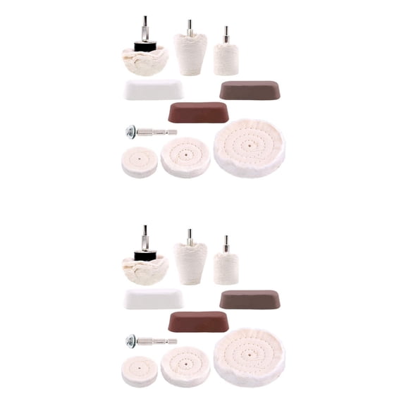 20 Pcs Buffing Pad Polishing Wheel Kits with 6Pcs Rouge Compound with 1/4 Inch Handle,white