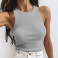 thumbnail image 2 of MEICHEN Short Tops Solid Women's Vest Color Sleeveless Tank Neck Round Women's Blouse Summer Fall Essentials Fashion Clothes, 2 of 4