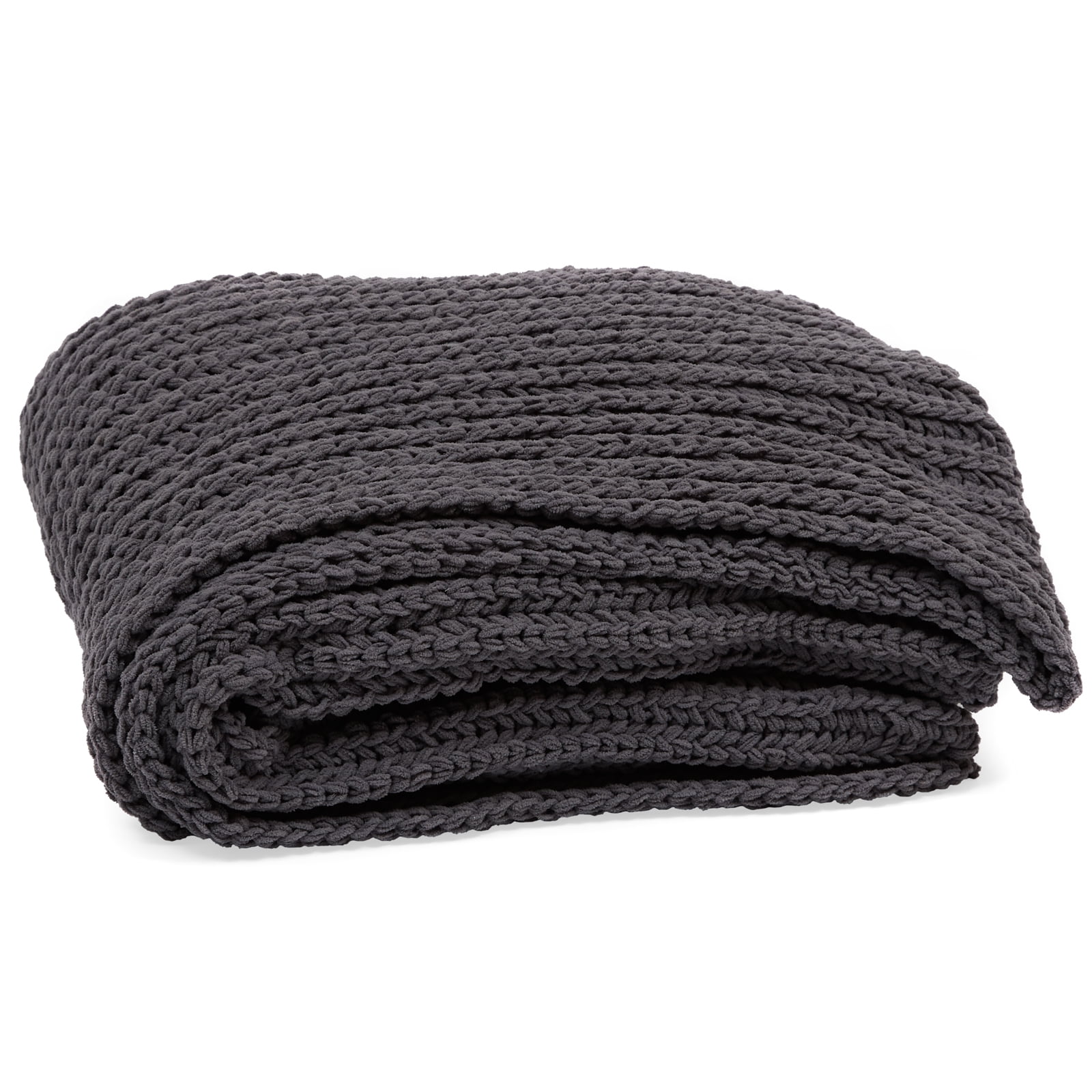 MoDRN Chenille Throw Blanket, Charcoal Gray