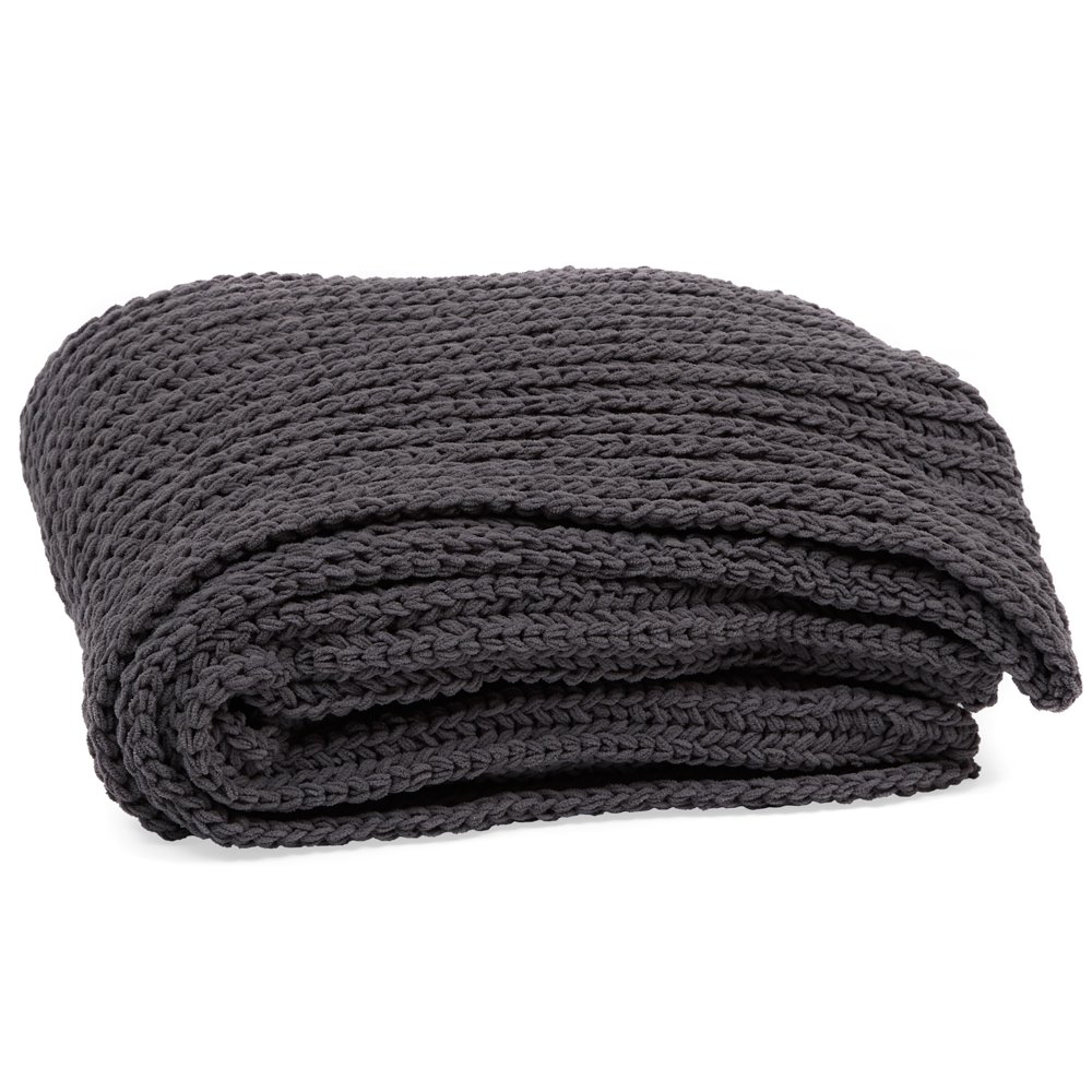MoDRN Chenille Throw Blanket, Charcoal Gray
