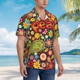 thumbnail image 2 of Lsque Hippie Peace Love pattern Hawaiian Shirt for Men, Unisex Summer Beach Casual Short Sleeve Button Down Shirts-Large, 2 of 9