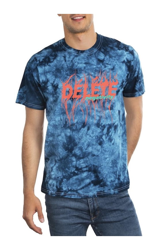 Delete Negativity Hot Salmon Tie Dye Crystal Men -Image by Shutterstock, Male x-Large