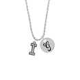 thumbnail image 2 of Delight Jewelry Black Nickeltone Crystal Initial - I - Beaded Border - Silvertone Script Initial Disc - G - Charm Necklace, 20"+3", 2 of 4