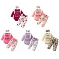 thumbnail image 6 of Gyratedream Newborn Baby Girl Clothes Infant Girl Outfits Long Sleeve Ruffle Romper Floral Pants Headband Set, 6 of 7