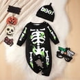 thumbnail image 2 of Wonitaaizi Newborn Baby Boy Halloween Romper Skeleton Jumpsuit Outfit Skull Clothes with Hat(6-9 Months,Black), 2 of 7