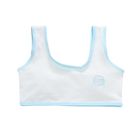 Hwmodou Girls Sports Bra Preteen&Junior Trainning Vest Kids Seamless Crop Top Bra White Teen Bra Camisole Style Lightweight Spirng Soft Comfy For Teen Girl 9-14Y