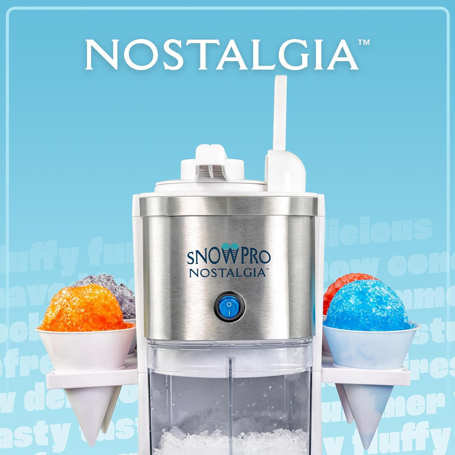SnowPro Electric Shaved Ice & Snow Cone Maker with 64-Ounce Capacity and 4 Reusable Cones