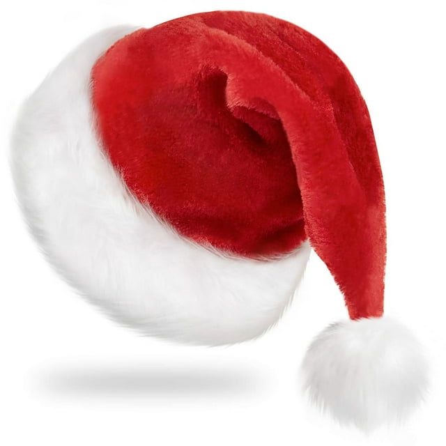 Gorro de Navidad RJVW, gorro de Papá Noel, Navidad, terciopelo, adulto, rojo