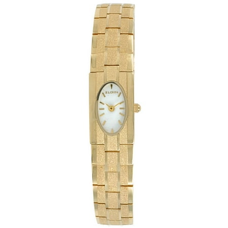 Ladies Goldtone Bracelet Watch Easy Read Mother of Pearl Dial