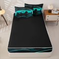 thumbnail image 4 of Castle Fairy Neon Sports Car Zipper Twin Comforter Sets with Fitted Sheet and 2 Pillowcases,Light Trail Race Zipper Bedding Set for Modern Bedroom,Teal Black,4-Piece,Black Reversible, 4 of 6