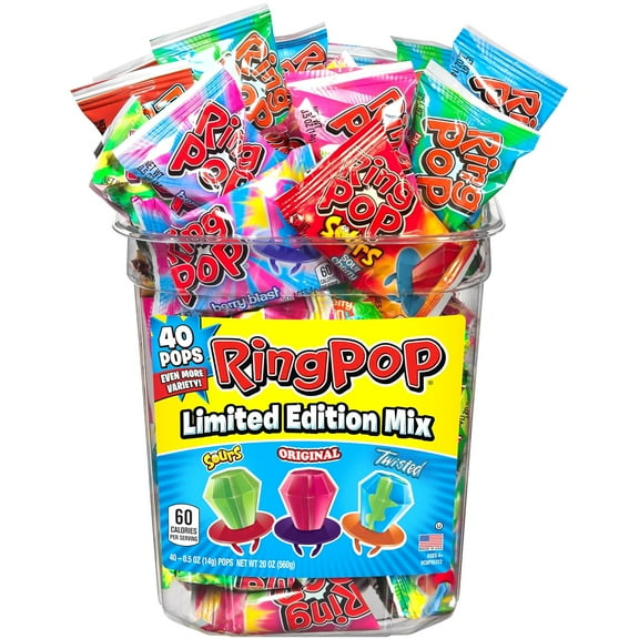 Ring PopHard Candy Pops, Variety Pack, 560 grams, 40 Count