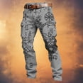 thumbnail image 2 of CONZONE Mens Baggy Cargo Pants Wide Leg Pants for Men Trendy Buttons Viking Mythology Graphic Y2K Soft Casual Joggers With Pocket, 2 of 3