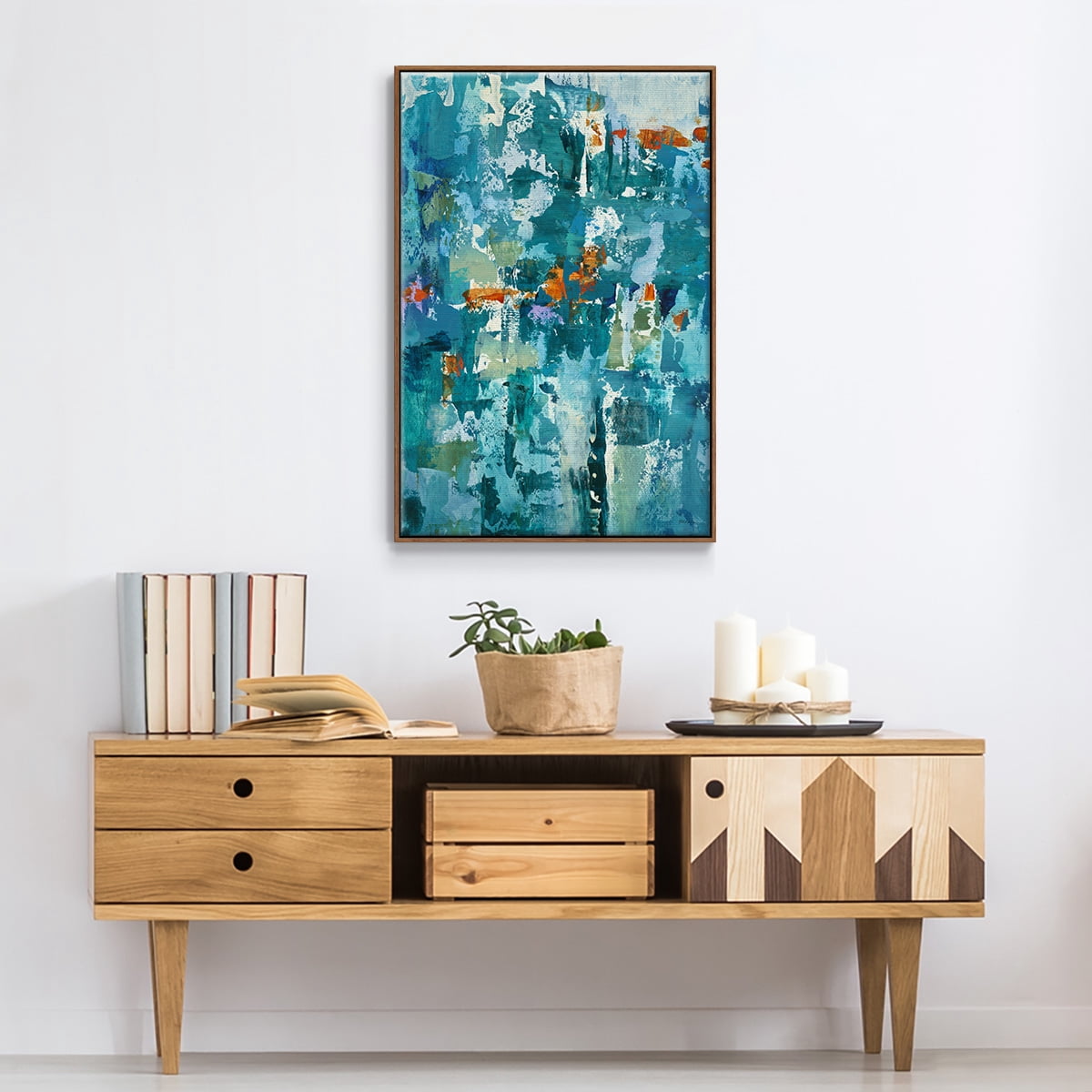 Reticent I Framed Premium Gallery Wrapped Canvas - Ready to Hang - 25 x 37 - Walnut Floating Frame