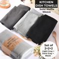 thumbnail image 2 of Highly Absorbent Cotton Dish Towels for Drying - Set of 2+2+2 - Light Gray + Dark Gray + Black Kitchen Towels - 18"X28" Lint Free Waffle Weave Cloth Linen Hand Bathroom Bulk Dishtowels, 2 of 3