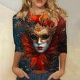 thumbnail image 2 of QATAINLAV Deals Of The Day Lightning Womens Mardi Gras 3/4 Tshirts 2024 Plus Size Tops Round Neck Pullover Blouses Carnival Party Basic Graphic Tees Multicolor XL, 2 of 6