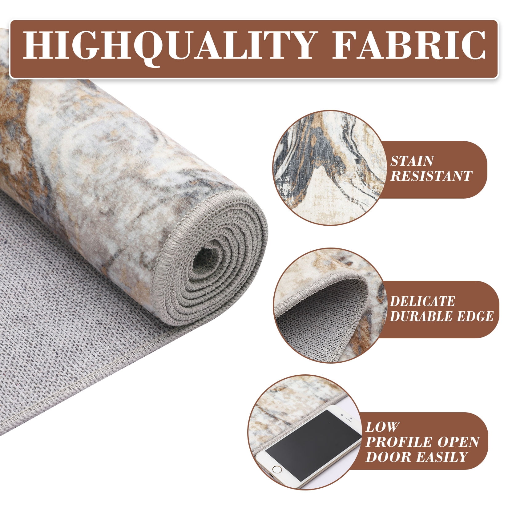 9'x12' Machine Washable Area Rug – Modern Marble Abstract Low Pile Non-Slip Living Room Carpet