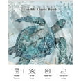 thumbnail image 7 of Ocean Turtle Bed Skirt King Size 16" Drop Retro Marine Life Starfish Coral Abstract Ruffled Wrap Around Bed Skirts Adjustable Elastic Bedskirt Dust Ruffle for King Size Bed, 7 of 7