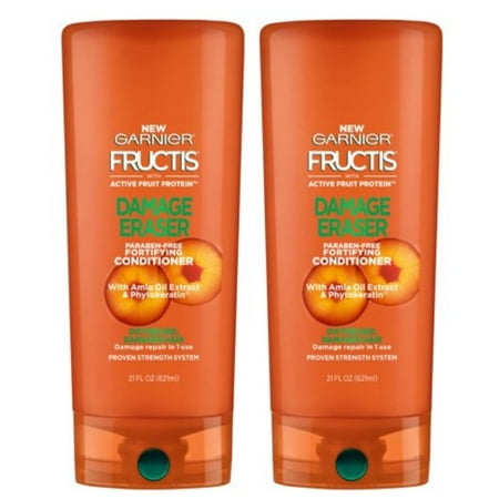 Garnier Fructis Damage Eraser Fortifying Conditioner for Damaged Hair, Paraben Free, 21 fl. oz., 2 Pack