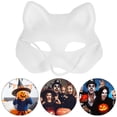 thumbnail image 3 of 5 máscaras blancas para adultos, para dibujar en blanco, para Halloween, accesorio para fiesta (cara de gato), 3 of 11