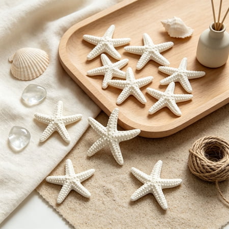 Mini Resin Ocean Decor Set 10 Piece Coastal Beach Decorations Waterproof DIY Seashell Figurines Aquarium Photo Frame Gift Wrap Desktop Display for Coastal Home Craft Party Decor