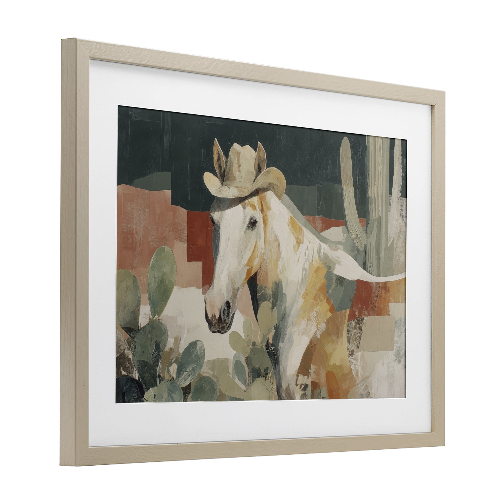 Stupell Industries Horse in Cowboy Hat Birch Framed Print Under Glass, design by Chromatic Storm Studio