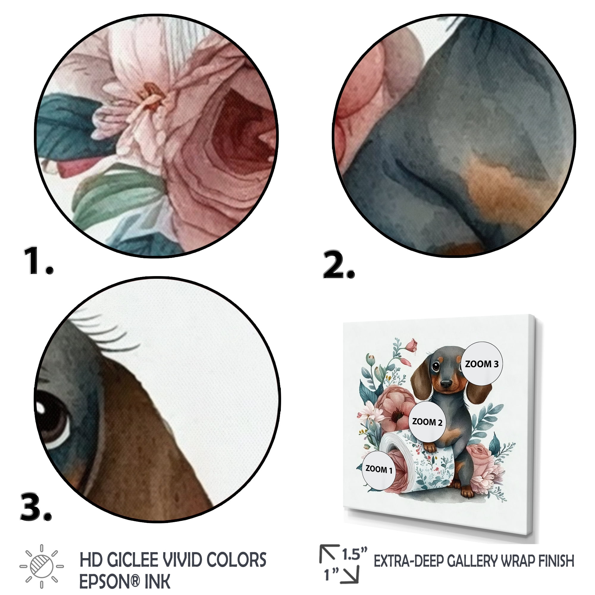 Designart Dog Building A Tower Of Toilet Paper With Flowers Canvas Wall Art