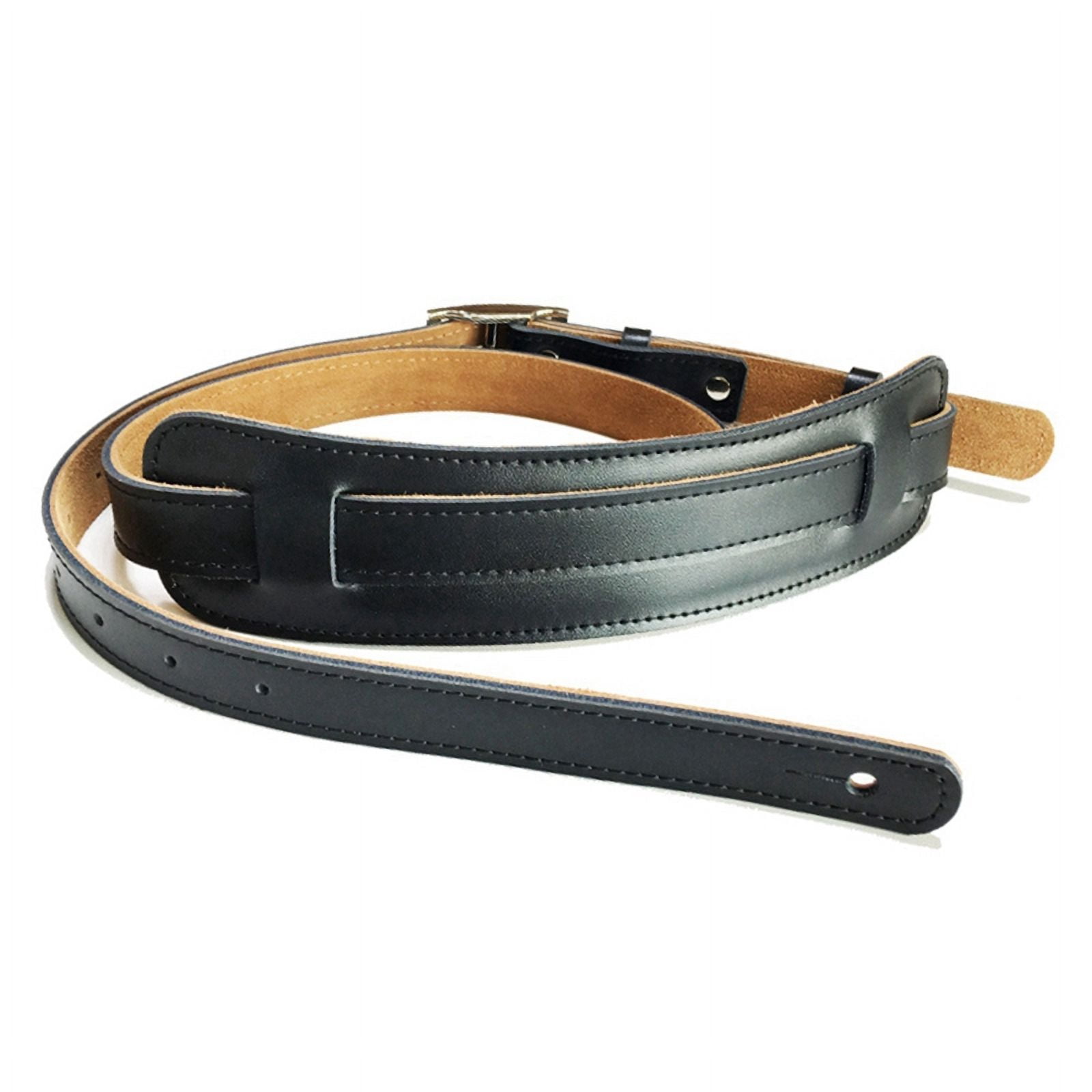 4X Leather and Metal Buckle Electric Guitar Strap Belt Shoulder Pad Adjustable Vintage Guitar Straps-Black Color